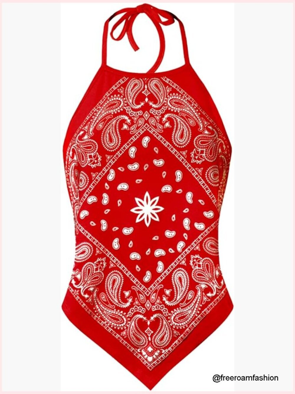 Sexy Paisley Bandana Halter Top - Y2K Boho Backless Self-Tie Crop Top